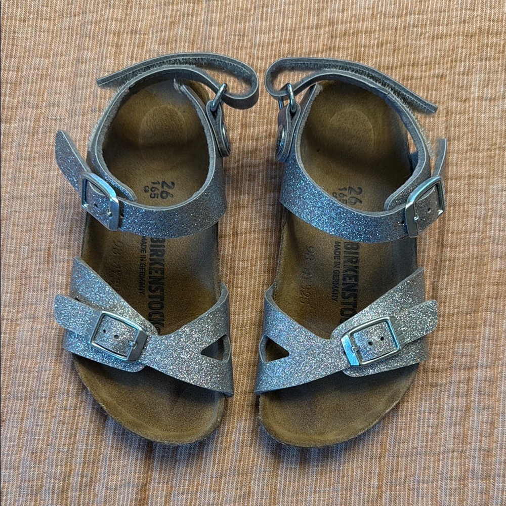 Kids Glitter Ankle-Strap Sandals - Silver